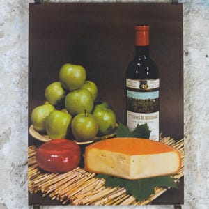1960s Käses von Frankreich Plakat, Baby Gouda, ""fromages de France", Käseherstellung, TRIMMED, Cotes de Bourdeaux, Kitchenalia Wandkunst Dekor."