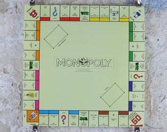 1993 Monopoly Poster, Monopoly Board, Board Games, United Kingdom properties, Tonka and Waddington Games, gaming retro wall art decor