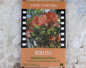 1986 Azaleas Poster, Azelees, Mairie de Paris Flower Show, Porte d'Auteuil, Jardin des Serres d'Auteuil, Garden botanical, wall art decor
