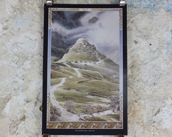 2002 Edoras the Golden Hall Poster, by Alan Lee, Vintage JRR Tolkien Lord of the Rings, Rohan, Two Towers, illustration print wall art decor