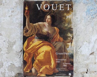 1990 Simon Vouet Poster, Heavenly Charity, La Charite Celeste, Grand Palais, French baroque, artist gallery exhibition wall art decor