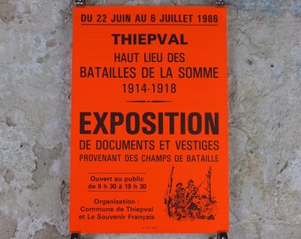 1986 Battle of the Somme Poster, Thiepval, World War 1 WW1, Amiens, Orange, wall art decor