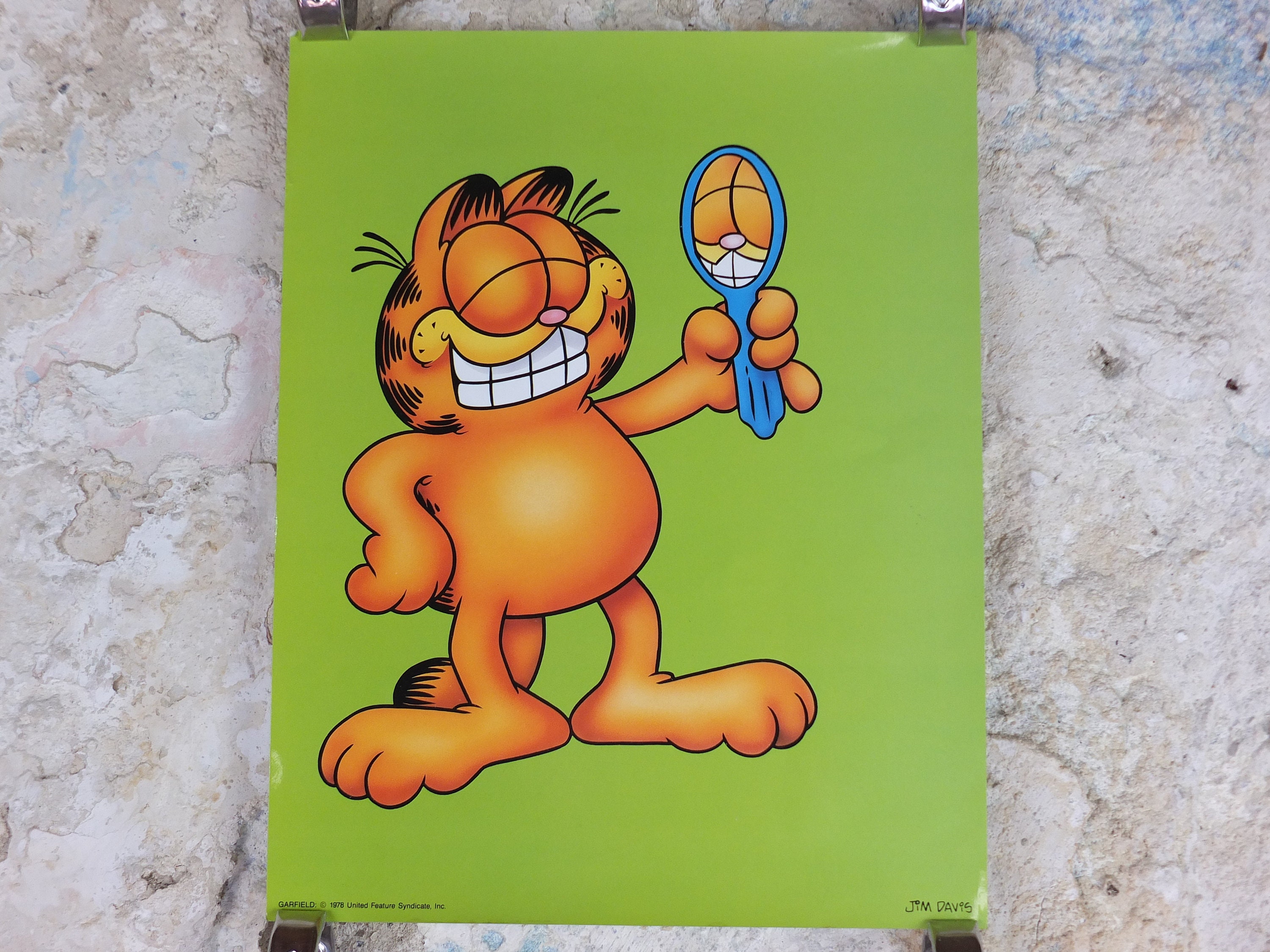1978 Garfield Poster, Garfield With a Mirror, by Jim Davis 1978 Garfield Poster, Garfield With a Mirror, by Jim Davis