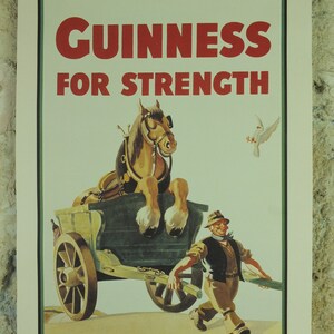 Guinness For Strength Poster, by John Gilroy 1949, Gilroy's favourite poster, Advertising campaign Wall art retro 1990s