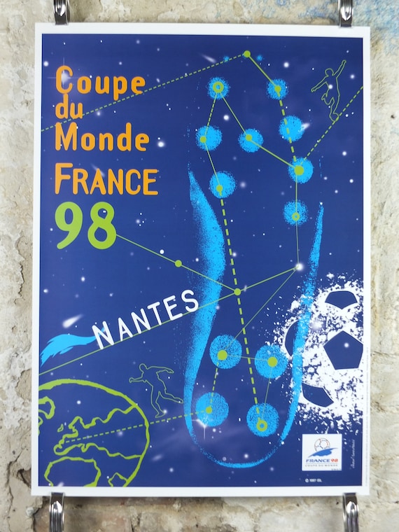 World Cup FRANCE 98 歴代ポスターアート日本代表WC初出場記念 1998 World Cup Poster, Nantes France 98, Coupe Du Monde, by Sandra