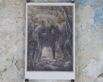 Signed Tolkien The Stone Trolls Poster, signed by Alan Lee, The Hobbit, Lord of the Rings, Centenary, illustration print wall art decor 1992