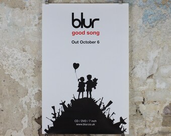 2003 Blur Poster, Good Song by Banksy, Think Tank, October 6 release, Britpop band, Damon Albarn, music wall art