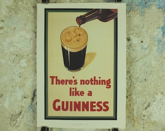 Guinness Last Drop Poster, by John Gilroy 1933, There's nothing like a Guinness, Advertising campaign Wall art retro 1990s