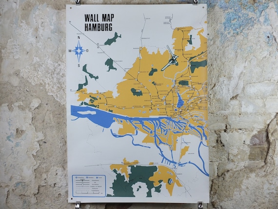 1968 Hamburg Rail Map Double Sheet Poster Hamburger Bahnplan | Etsy