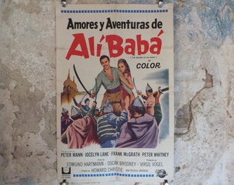 Original Vintage Movie Poster The Sword of Ali Baba 1965 1960s wall art Spanish 40 thieves fight sword US one sheet cinema film memorabilia