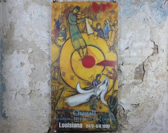 1990 Marc Chagall Poster, Liberation 1937 - 1952, Louisiana Museum of Modern Art, Cubism and Expressionism, exhibition wall art decor