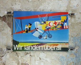 Red Cross Poster, We land anywhere, International Federation of Red Cross and Red Crescent Societies (IFRC), humanitarian aid wall art decor