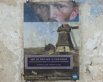 1998 Vincent Van Gogh Poster, "A windmill on the Poldar waterway" 1888 Post-Impressionism gallery exhibition, wall art decor