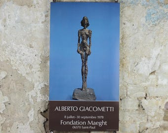 1976 Alberto Giacometti Poster, Annette from Life, bronze sculpture, Fondation Maeght, Modernism, gallery exhibition, wall art decor