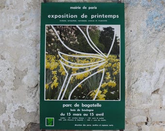 1980s Daffodils of Paris Poster, Spring Exhibition, Parc de Bagatelle Paris, Garden botanical flora plants blooms, wall art decor
