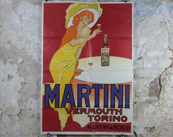 1970s Martini Vermouth Poster, Martini and Rossi Torino / Turin, by Dudovich alcoholic drink, 1920s art deco advertising wall art decor