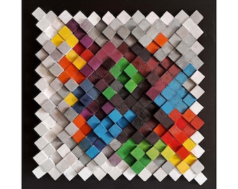 Original 3D wall art cubes  Wood block decor