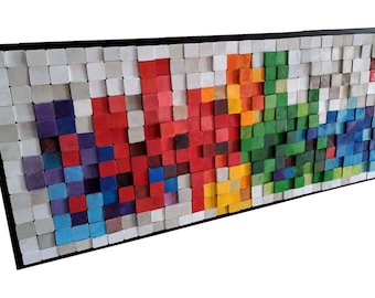 Original 3D wall art cubes  Wood block decor