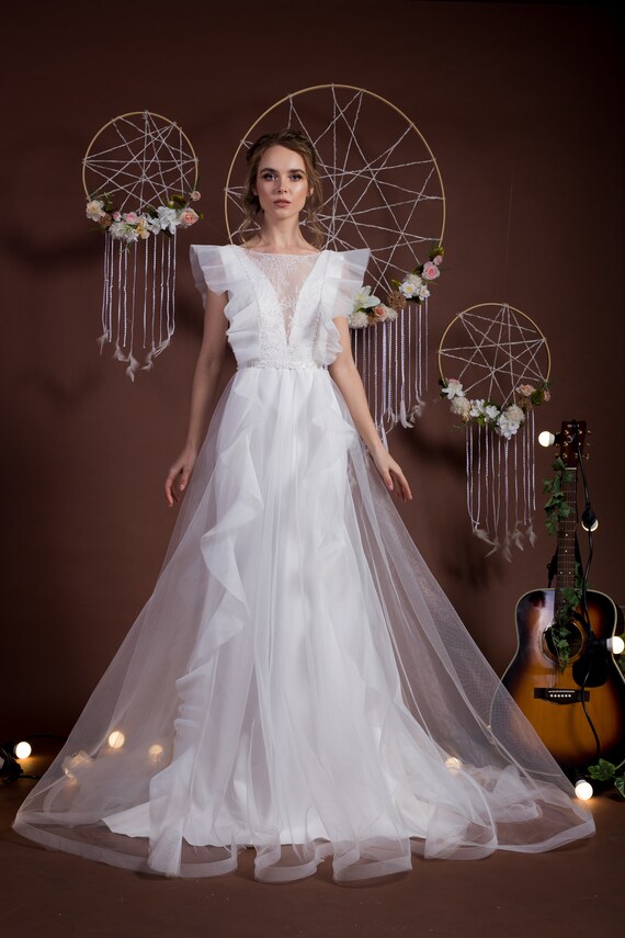 Belinda Bohemian Wedding Dress Summer Wedding Dress Lace Etsy