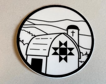 black and white barn quilt sticker