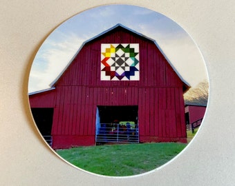 red barn quilt sticker