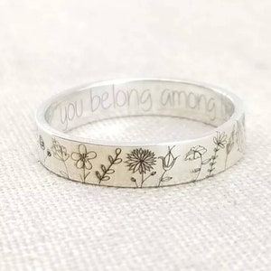 Solid Sterling Silver wild flowers ring SALE