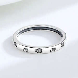 Sterling Silver Paw Print Ring