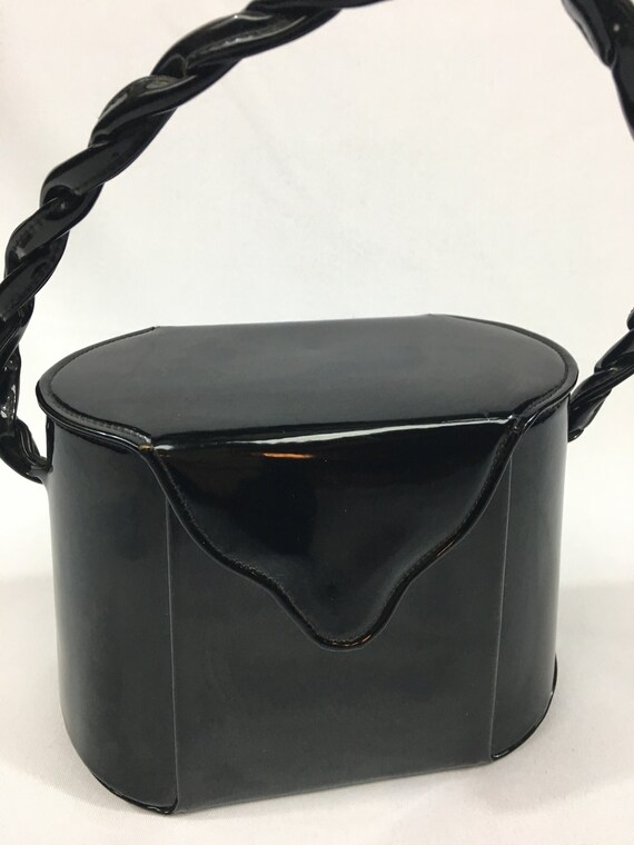 black patent leather purse