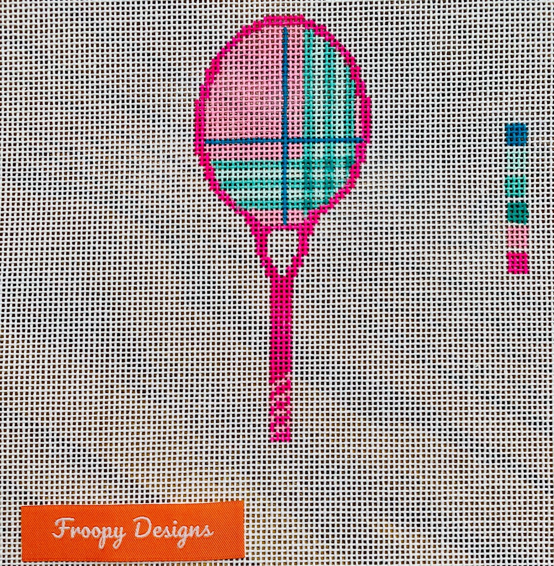 Preppy Tennis Racket Hand Painted Needlepoint Canvas for Etsy