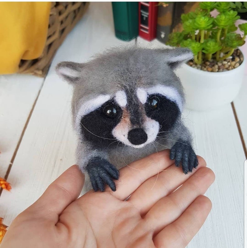 Cute fluffy raccoon toy realistic small racoon toy coon Etsy