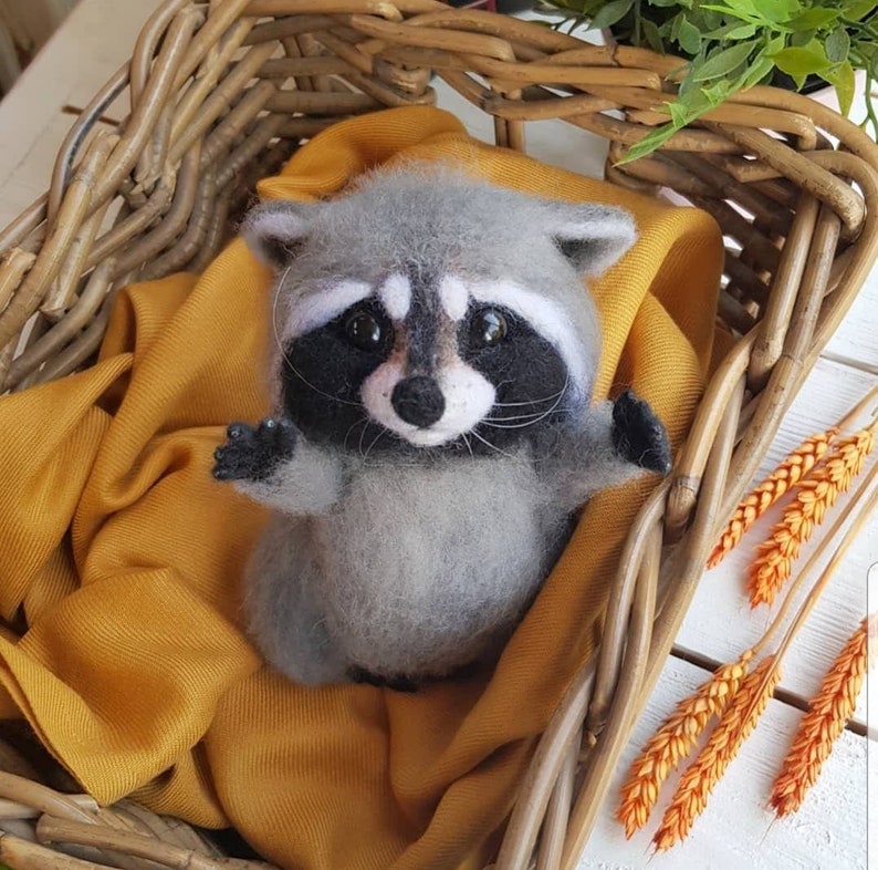 Cute fluffy raccoon toy realistic small racoon toy coon Etsy