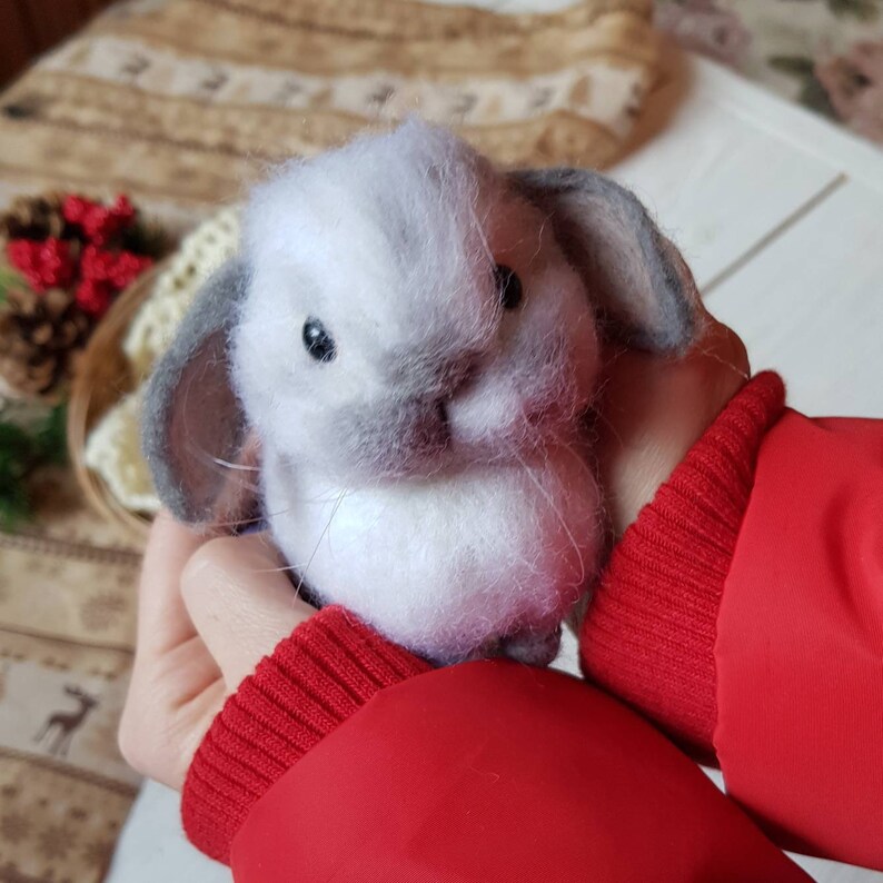 Baby bunny toy grey bunny toy realistic bunny miniature Etsy