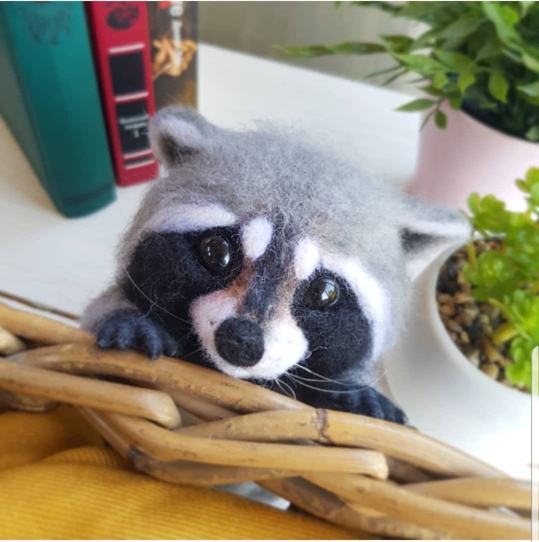 Cute fluffy raccoon toy realistic small racoon toy coon Etsy