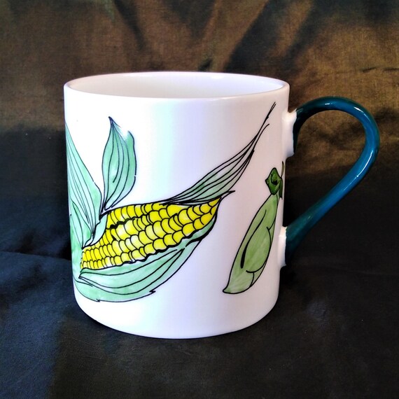 Vegetables on an extra big 3/4 pint mug.