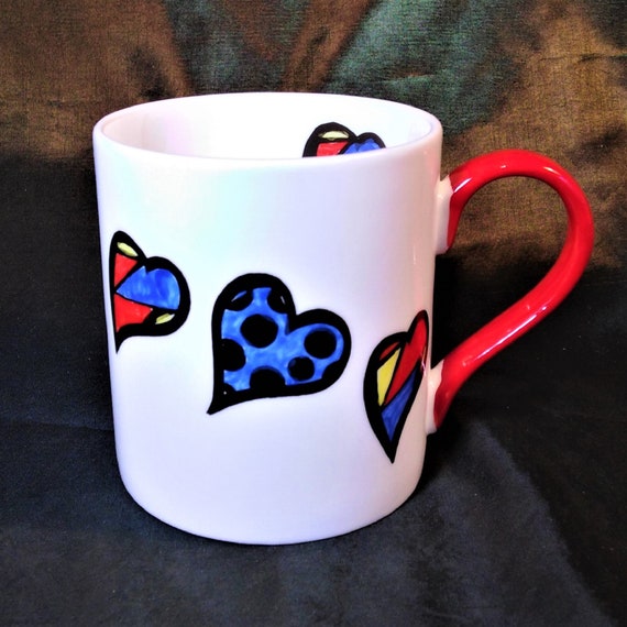 Valentines day gift, coffee mug with hearts