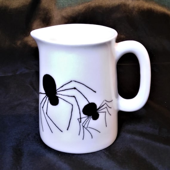 Halloween - Spider jug quarter pint white bone china with black spiders