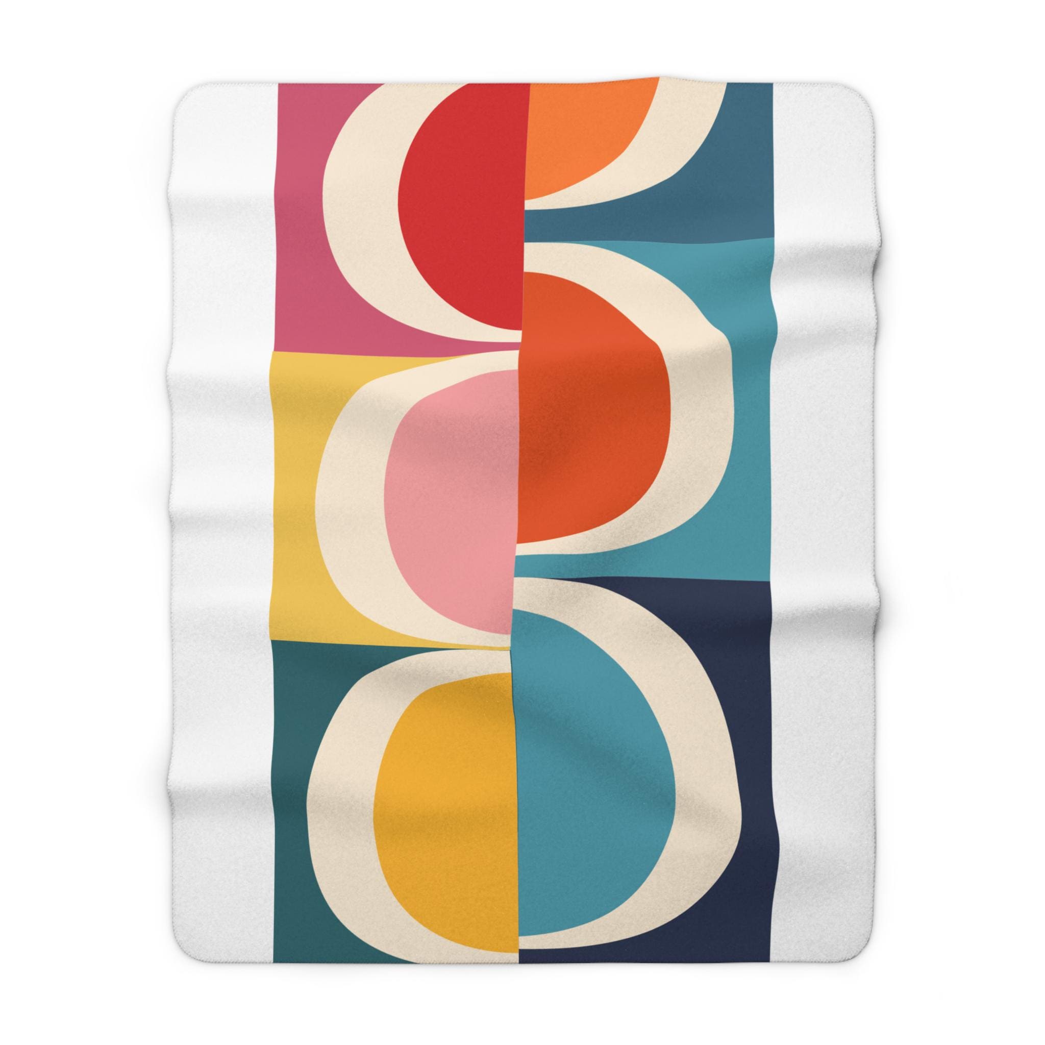 Retro Reverb, Fleece Sherpa Blanket | Mid Century Decor | Colorful Blanket | Friends Gift | Lightweight | Large | Soft
