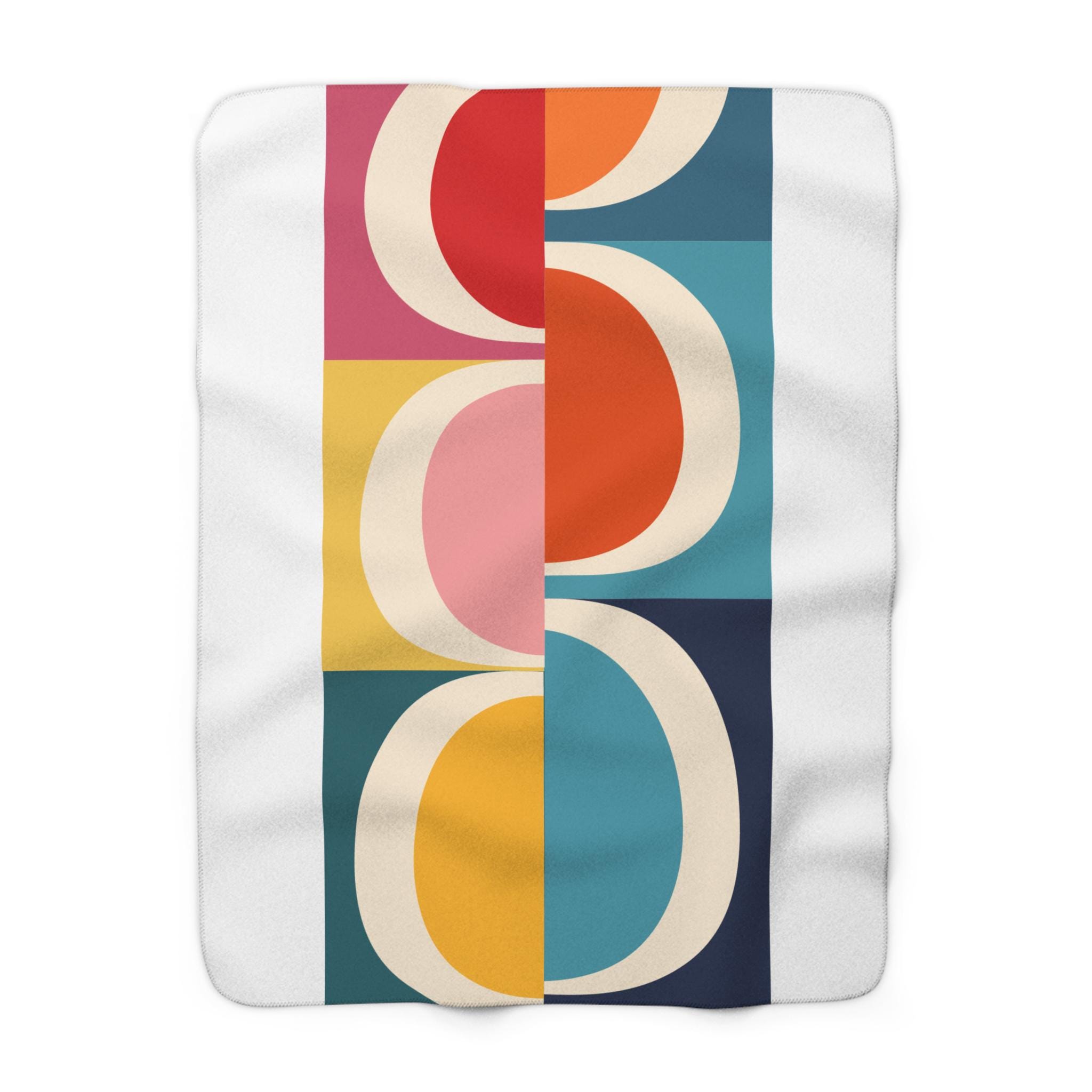 Retro Reverb, Fleece Sherpa Blanket | Mid Century Decor | Colorful Blanket | Friends Gift | Lightweight | Large | Soft