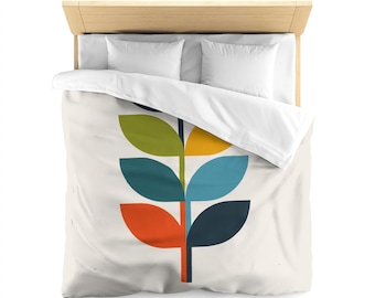 Modern Leaves, Duvet Cover | Comforter Cover | Mid Century Bedding | Modern Bedding | Queen King Twin XL | Lightweight