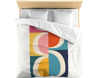 Retro Reverb, Duvet Cover | Comforter Cover | Mid Century Bedding | Modern Bedding | Queen King Twin XL | Lightweight