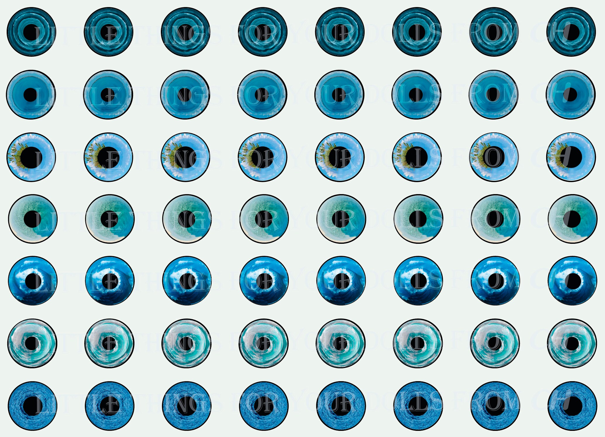 Printable Eye Chip Designs 14mm Ocean Eyes for Blythe Doll Ocean Mix - Etsy