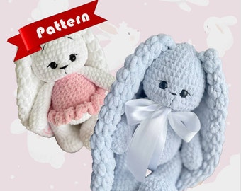Crochet patterns Bunny with Long ears, amigurumi Bunny with Long ears pattern, Crochet Bunny with Long ears pattern