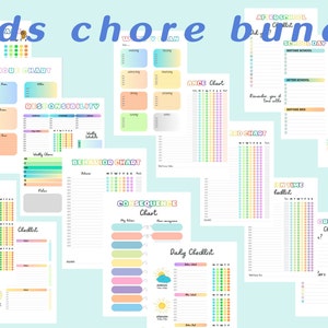 Peut inclure: Un ensemble de tableaux de tâches ménagères imprimables pour les enfants. Les tableaux sont colorés et présentent une variété de thèmes, notamment la responsabilité, le comportement et les conséquences. Les tableaux sont conçus pour aider les enfants à apprendre les tâches ménagères et à développer de bonnes habitudes.