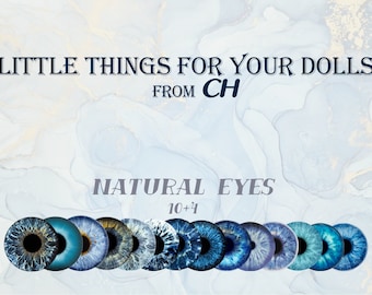 Printable Eye Chip Designs - 14mm Realistic Eyes for Blythe Doll - Blue Mix