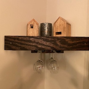 Corner Floating Shelf, Wine Shelf, Farmhouse Decor, Rustic Decor, Wood Decor, Living Room, Dining Room, Kitchen, Bedroom, Wood Wine Rack