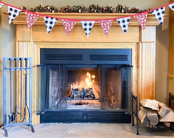 Pennant Flag Bunting Made with Christmas-Themed Fabric