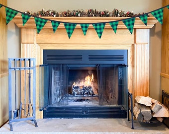 Pennant Flag Bunting Made with Christmas-Themed Fabric