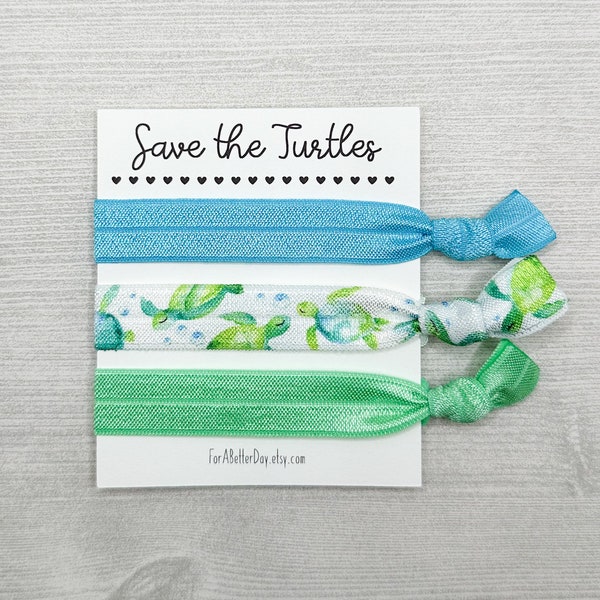 Save the Turtles Hair Ties, Sea Turtles, Gift For Turtle Lovers