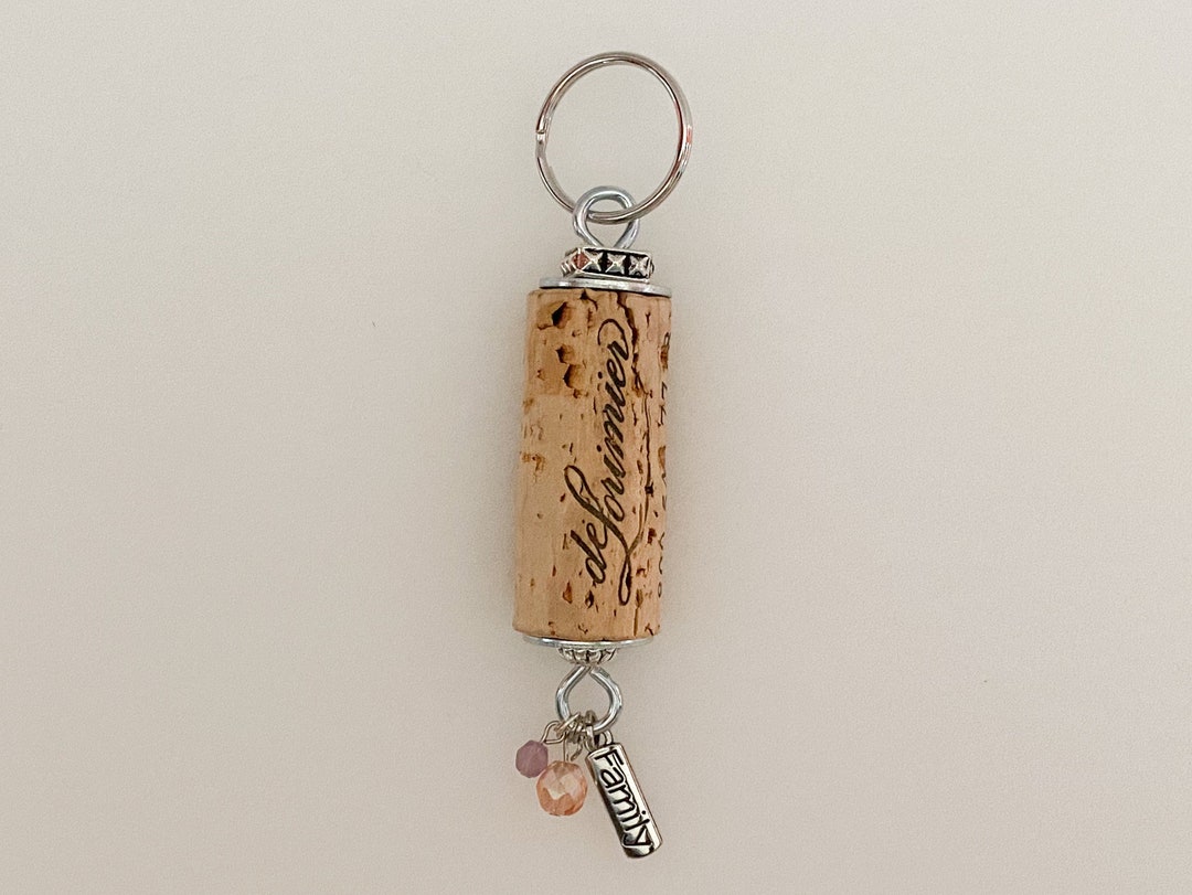 Repurposed Wine Cork Keychain With family Charms - Etsy