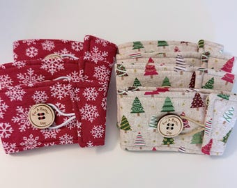 Cotton Fabric Coffee Cup Cozies Bundle - Christmas